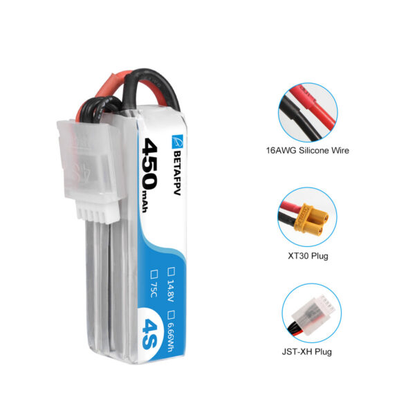 450mAh 4S 75C Lipo Battery (2PCS) - Image 2