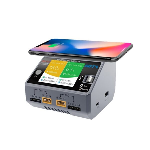 HOTA D6 Pro 325W 15A 1-6S Dual Channel AC/DC Smart Charger w/ Wireless Charging - Image 3