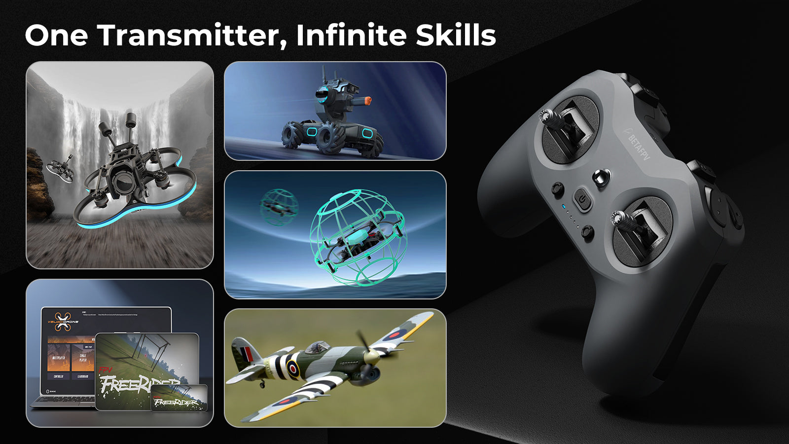 LiteRadio 4 Radio Transmitter for controlling drones, robot, drone soccor and fixed wing